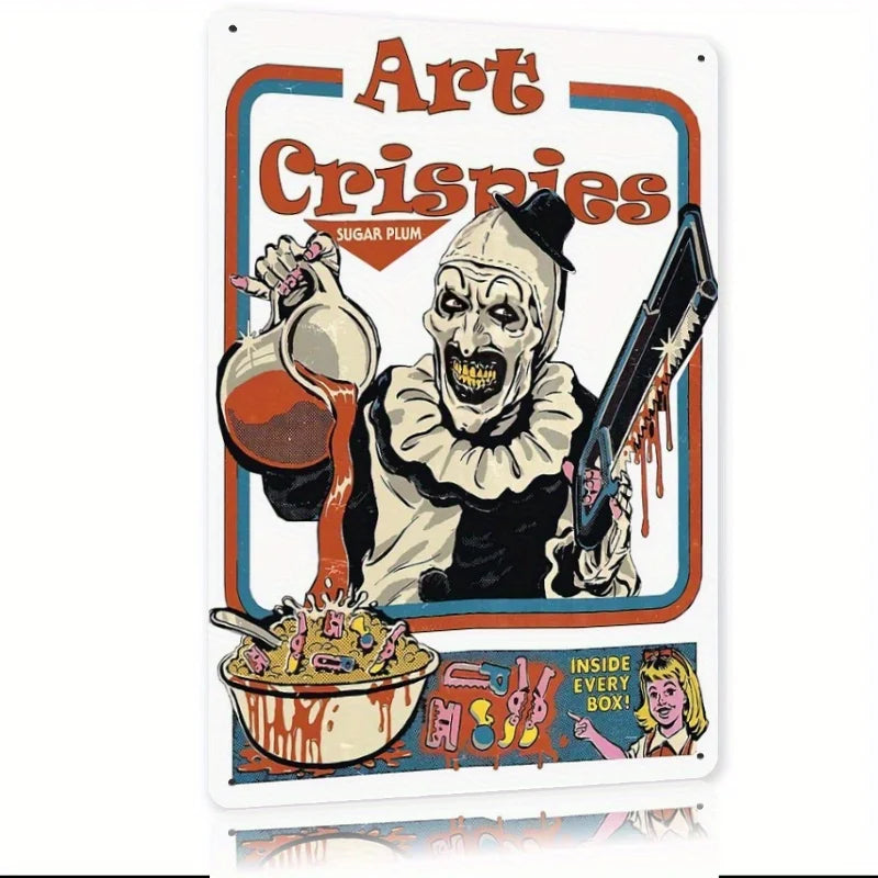 “Art Crispies” Terrifier Vintage Metal Tin Sign 8x12 Inch
