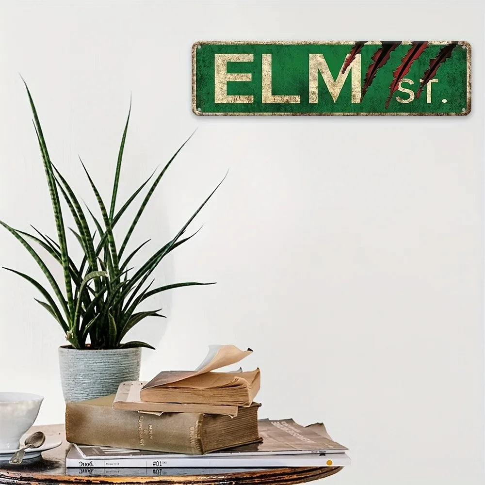 Elm Street Metal Sign 4x16 Inch