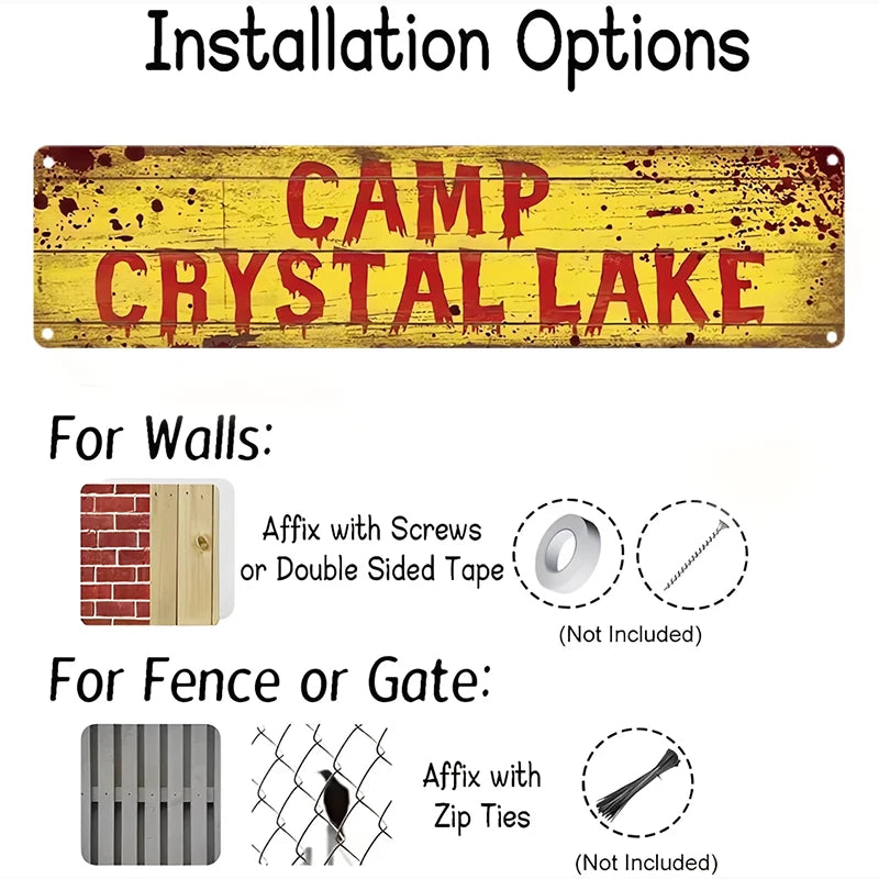 "CAMP CRYSTAL LAKE" Metal Sign 4x16 Inch