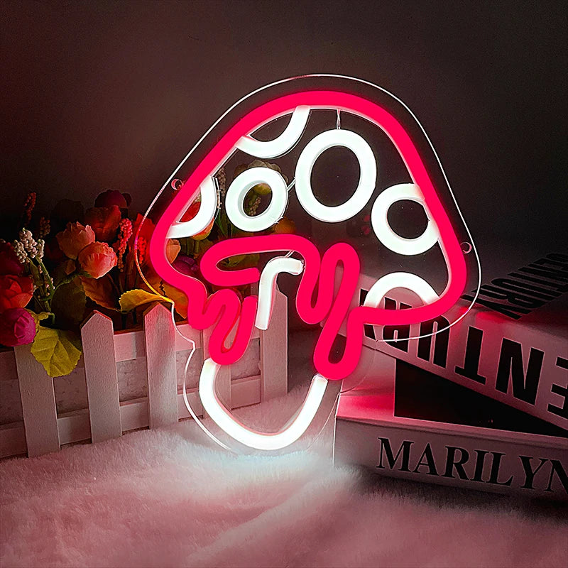 Mushroom Neon LED Wall Sign 8x8 Inch
