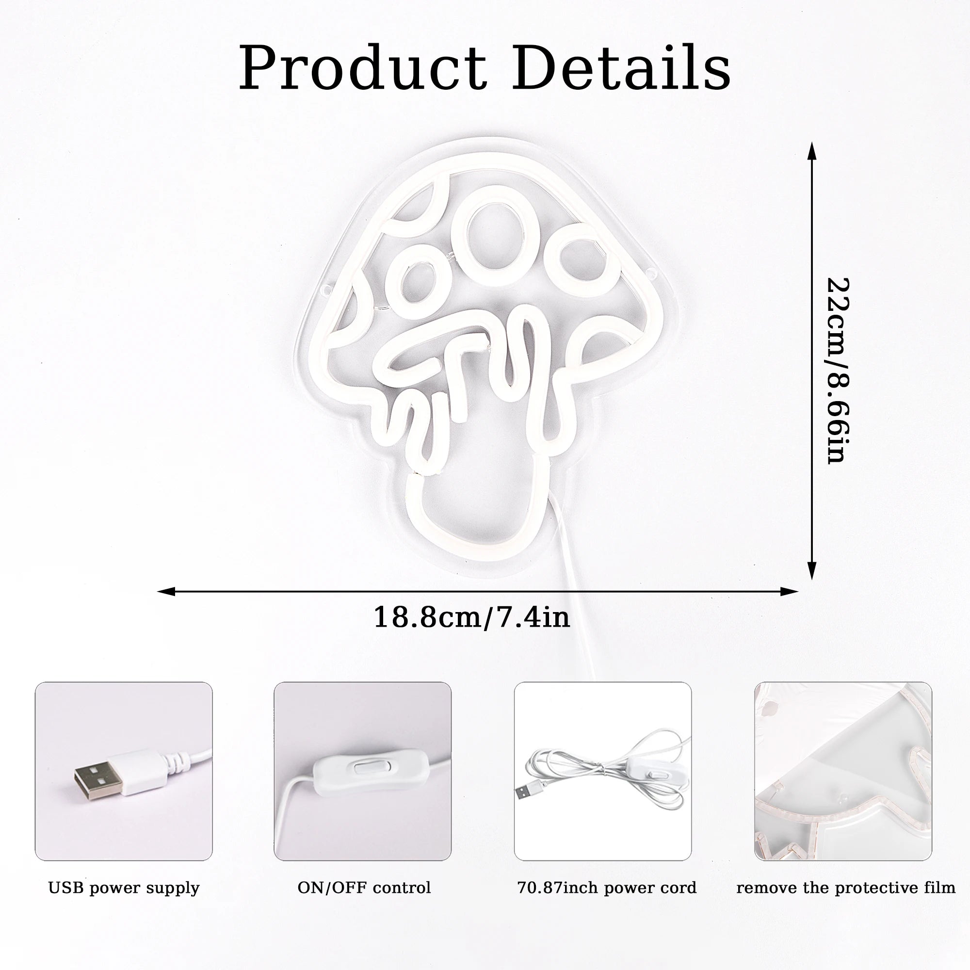 Mushroom Neon LED Wall Sign 8x8 Inch