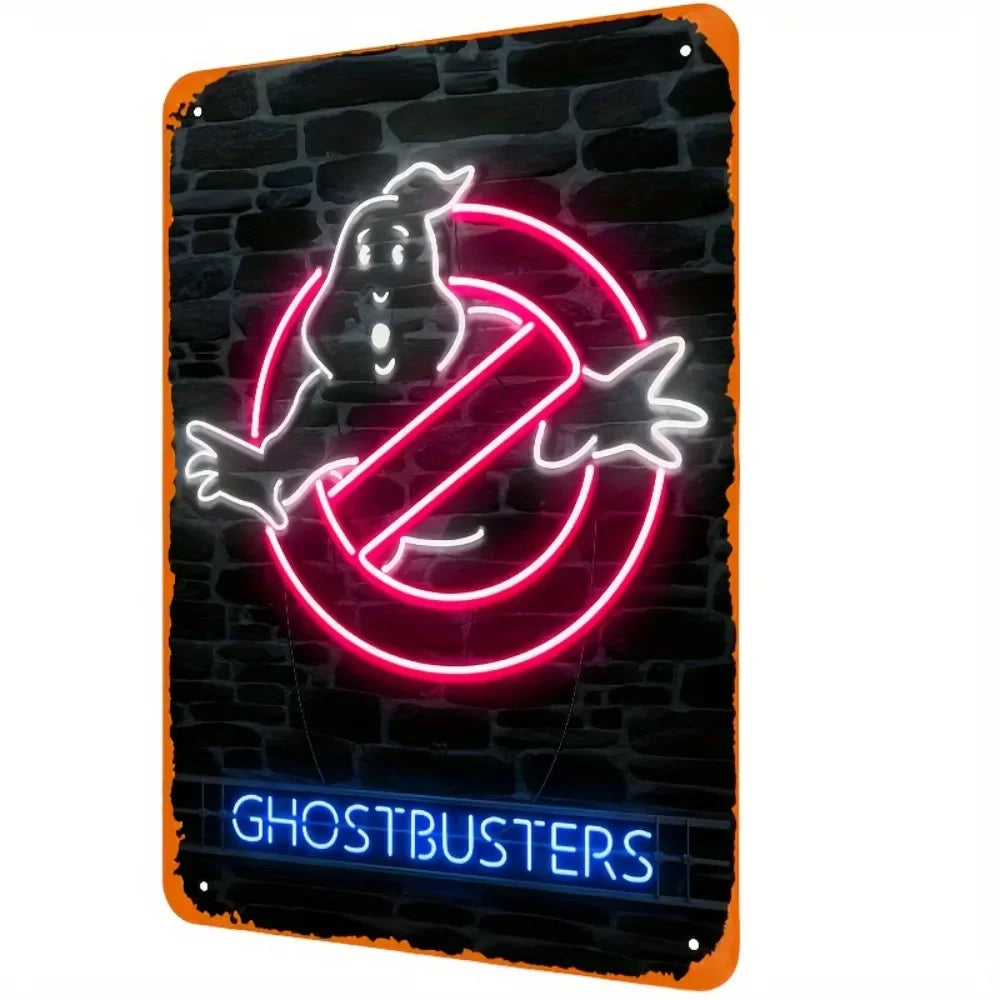 Vintage Ghostbusters Neon LED Metal Wall Light 8x12 Inch